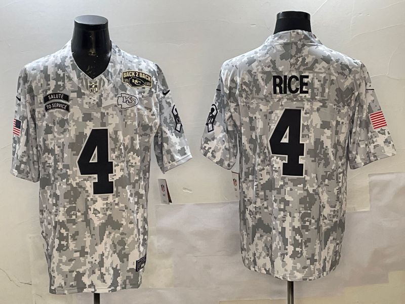 Men Kansas City Chiefs #4 Rice Camo 2025 Nike Salute to Service Limited NFL Jersey style 5